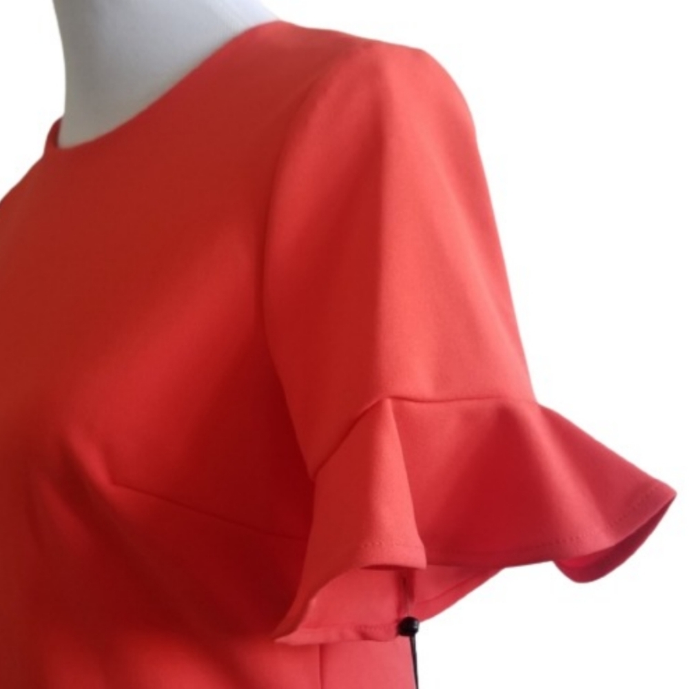 🆕️⬇️Calvin Klein Orange Flutter Sleeve Sheath Dress - Picture 12 of 15